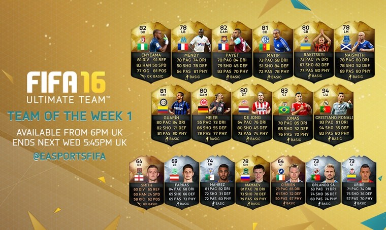 FIFA 16 Ultimate Team - Team of the Week 1