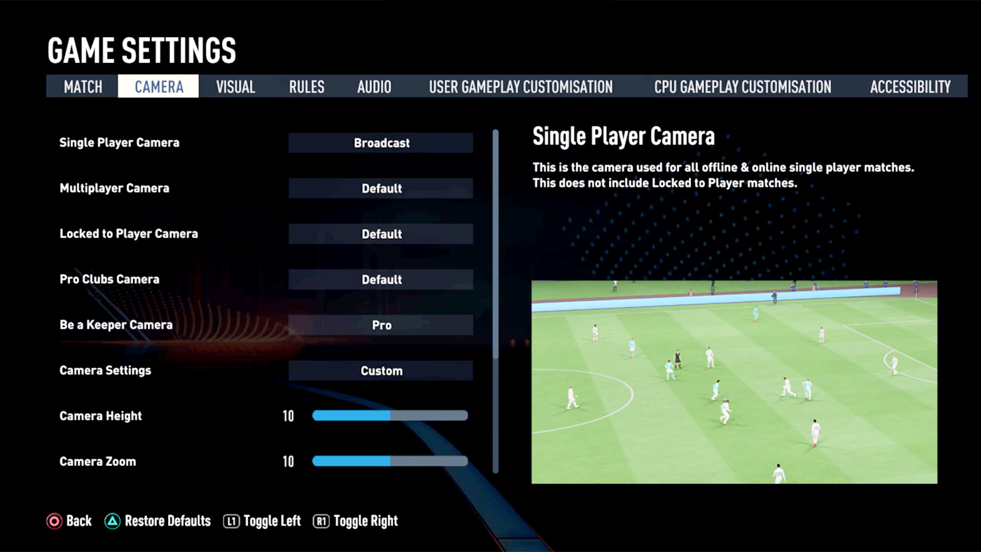 FIFA 23 Camera Settings FIFPlay
